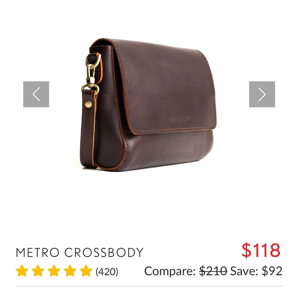 Portland Leather Goods metro crossbody in grizzly